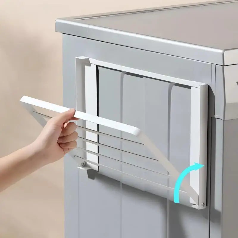Magnetic Metal Washing Machine Side Shelf Space-saving Folding Clothes Rack No Punching Temporary Rack Simple Bathroom Shelf…
