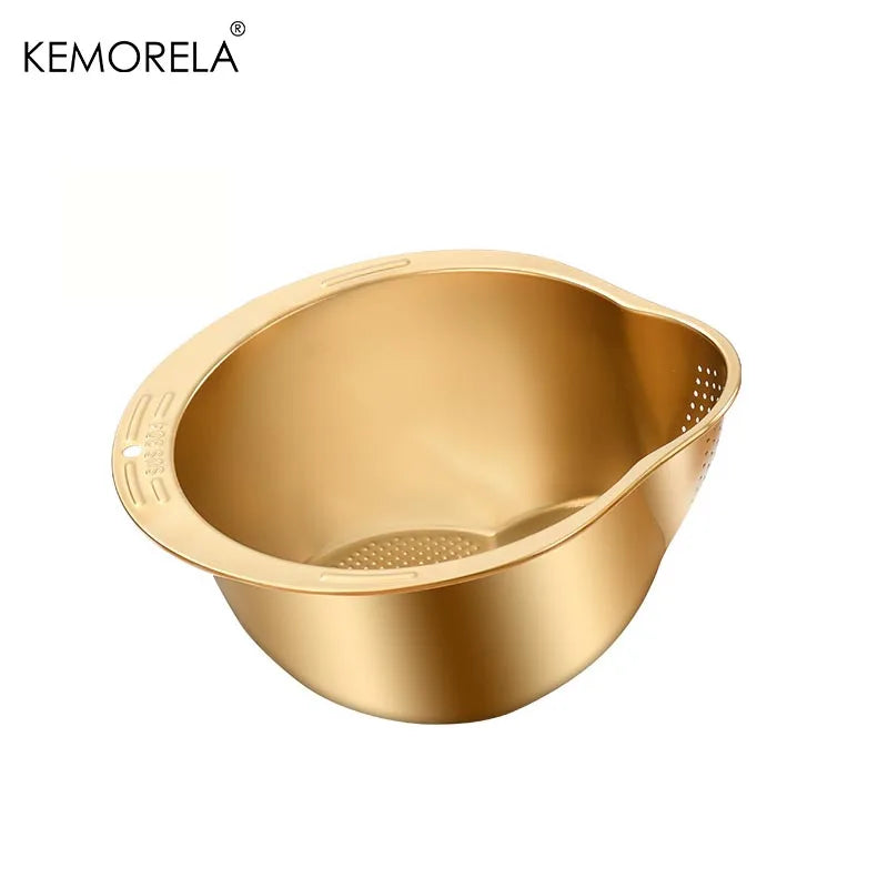 Rice Washer Strainer Bowl Stainless Steel 304 Rice Washing Bowl Rice Sieve Colander Fruit And Vegetable Strainer Kitchen Too…