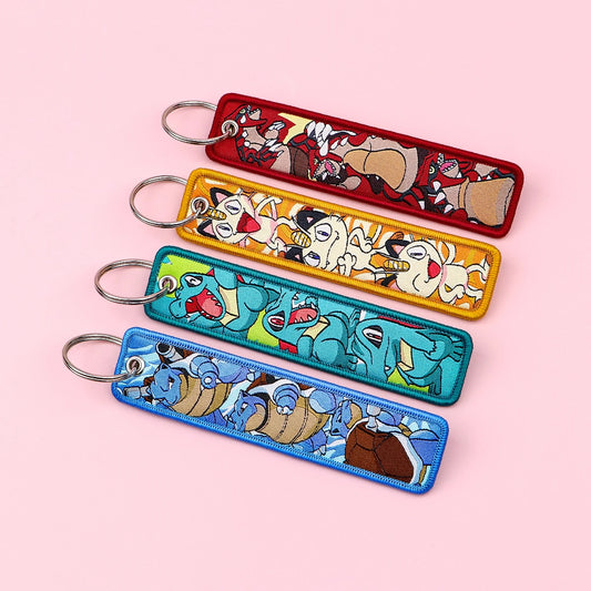 Japanese Anime Elf Monsters Keychain for Cars Backpack Key Holders Embroidery Keyrings Key Tag Jet Tag Accessories Gifts 1pc…