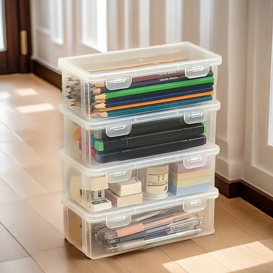 1/4pcs Large Clear Plastic Storage Boxes with Hinged Lids Ideal for Jewellery Ornaments Home Supplies and Office Organizatio…