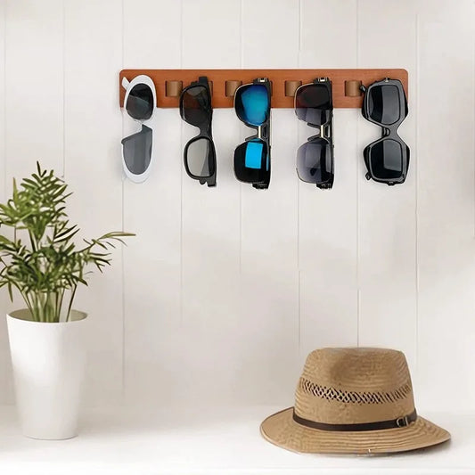 Wooden Eyeglass Storage Rack Wall Mounted Eyeglass Rack Household Sunglasses Sunglasses Storage Rack Glasses Display - image…