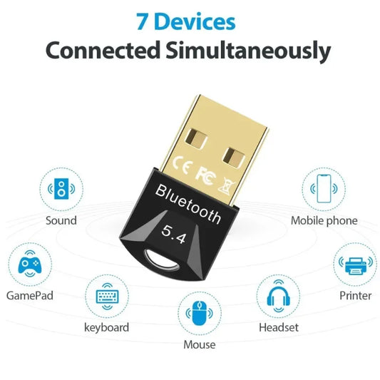 USB Bluetooth Adapter for Pc Usb Bluetooth 5.4/ 5.3/ 5.1/ 5.0 Dongle Receiver for Speaker Mouse Keyboard Music Audio Transmi…
