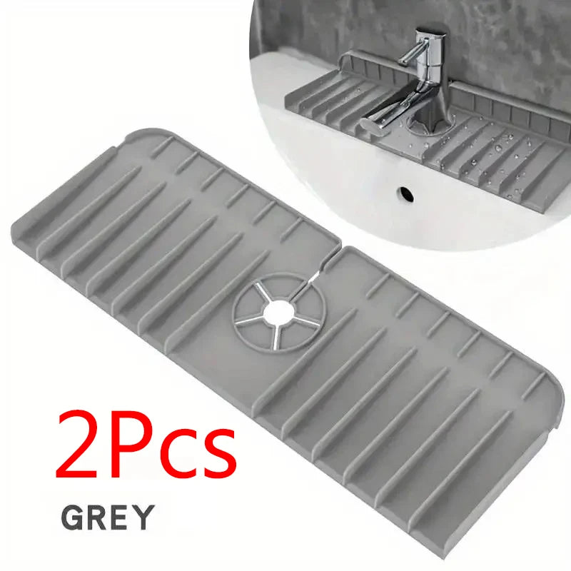 Silicone Faucet Mat Dish Soap Sponge Holder Sink Kitchen Countertop Drying Mat Bathroom Kitchen Sink Splash Guard Drain Pad…