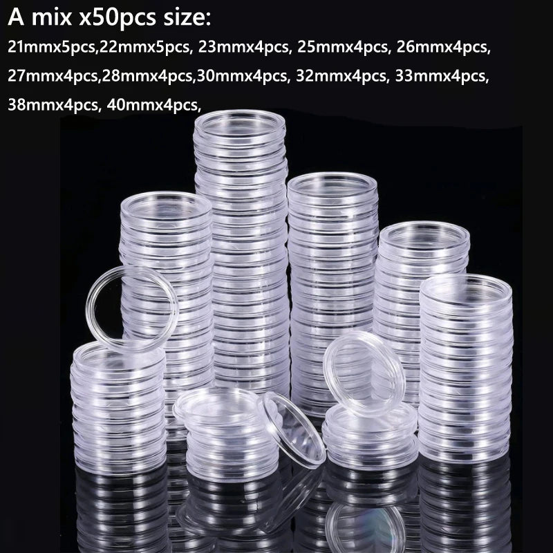 10/25pc 21-45mm Pellucid Plastic COINNING Capsules Collecting Box Case for COINNING Storage Capsules COINNING Holder - image…