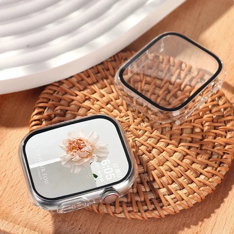 Tempered Glass+Cover For Apple watch Case 45mm 41mm 44mm 40mm 42mm Screen Protector Apple Watch Accessories serie 9 4 5 6 SE…