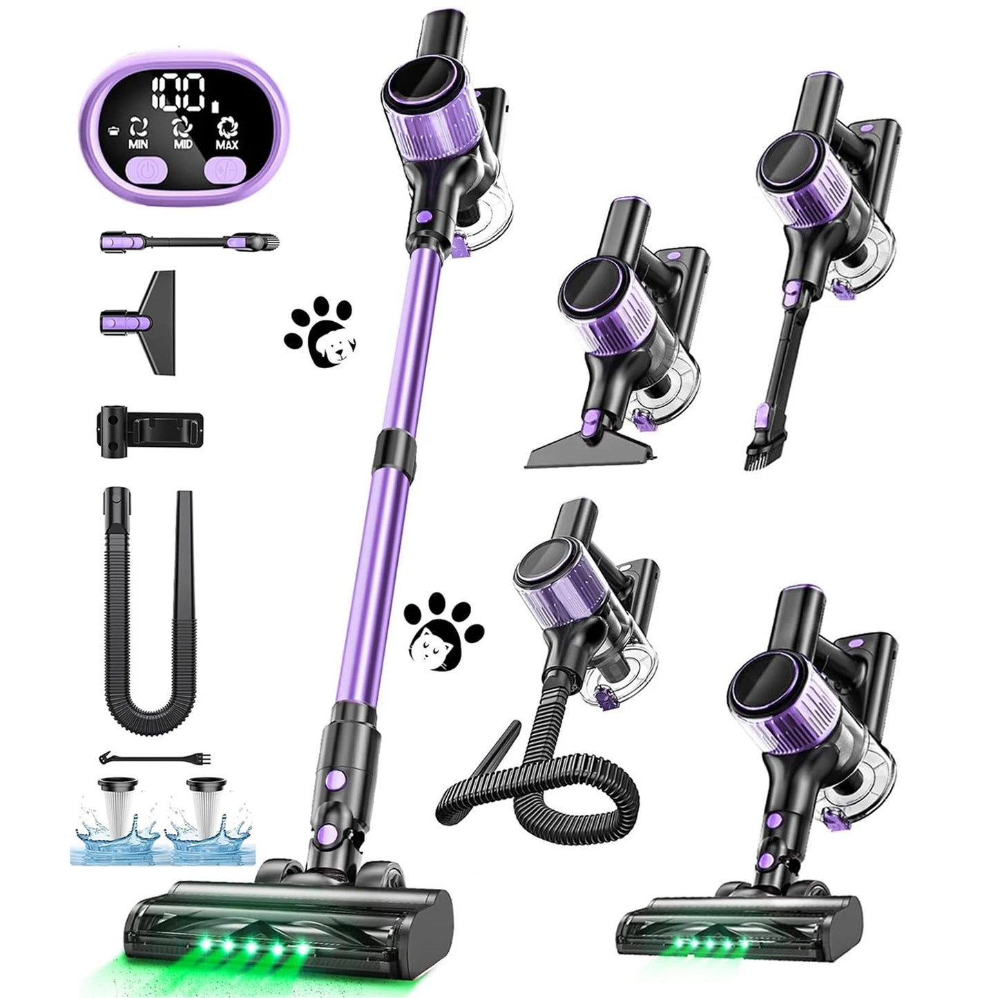 Cordless Vacuum Cleaner, 55Kpa/500W/45min 10 in 1 Powerful Stick Vacuum Cleaner for Home Pet Hair/Hard Floor/Carpet - image 8