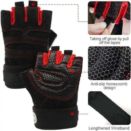 Gym Gloves for Men Women Fitness Weight Lifting Wristband Gloves Body Building Training Sports Exercise Cycling Glove Shockp…