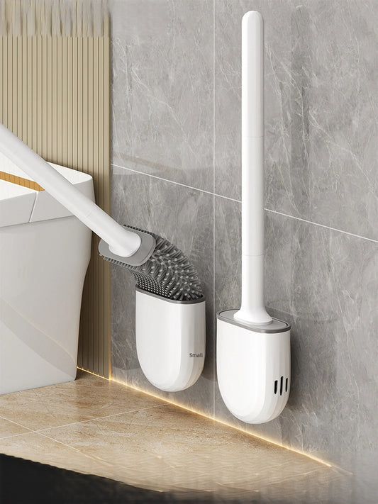 Wall Mounted Long Handle Silicone Toilet Brush Set Flat Head Durable Easy To Clean For Bathroom Toilet Cleaning - image 2