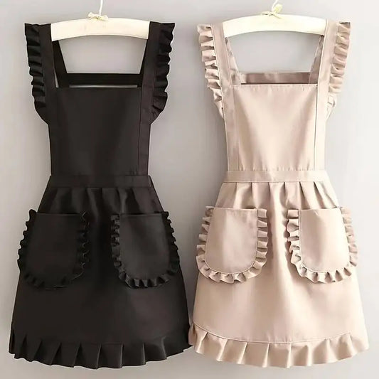 Kitchen Apron Princess Style Apron, Adjustable Neck Waist Straps With Pockets Suitable For Cooking And Nail Studios - image 2