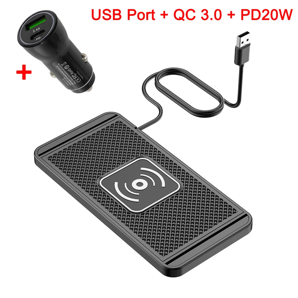 Car Wireless Charger for Iphone 16 15 15 Pro Max 14 13 12 X Samsung S24 S23 Wireless Car Charger Silicone Pad Stand Fast Cha…
