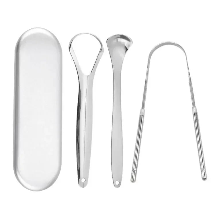 Premium 1pcs/3pcs Metal Tongue Scraper Cleaner for Adults & Kids Portable Stainless Steel Tongue Scrapers Brushes for Removi…