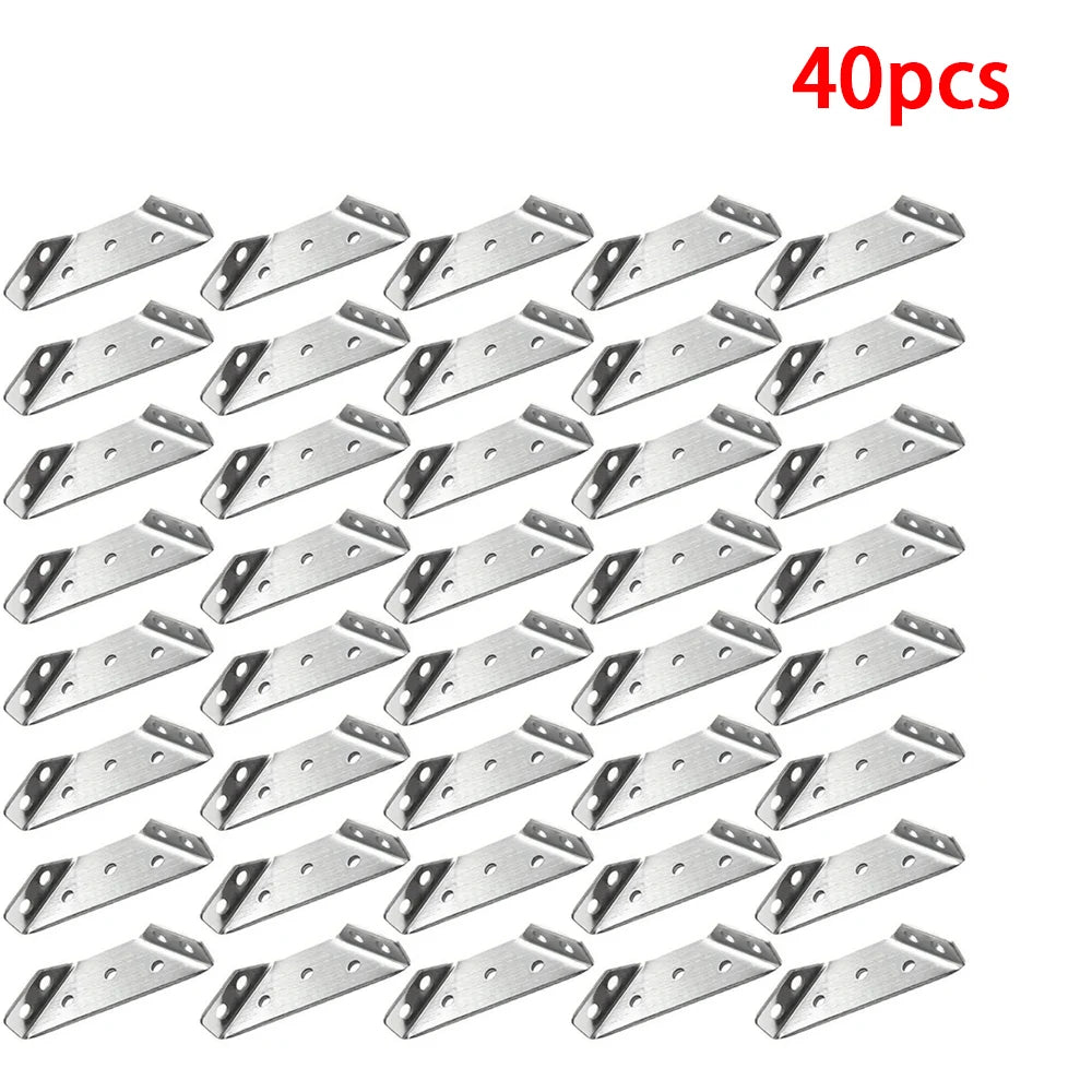 10/20/40/50pcs Thickened Stainless Steel Angle Code 90 Degrees Right Angle Fixed Bracket Furniture Connectors - image 9
