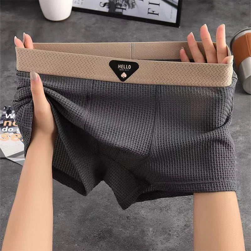 1pcs Men's Boxer Shorts Ice Silk Underwear Plus Size Underpants Breathable Sexy Slim Panties Air-conditioned Lingerie Wholes…