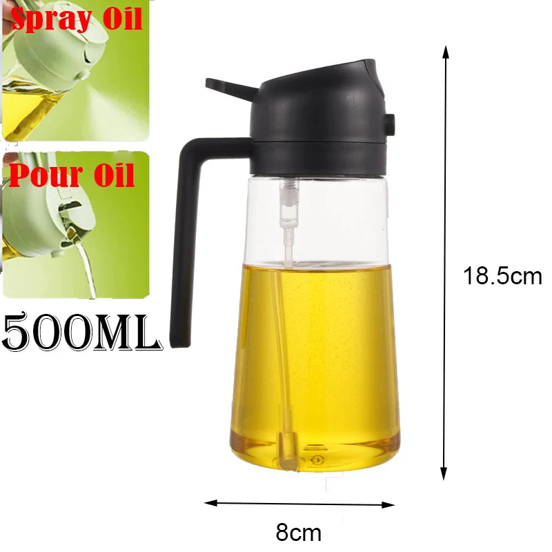 2in1 500ml Plastic Kitchen Oil Sprayer Spray Oil Olive Spray Bottle for Oil Dispenser BBQ Baking Roasting Picnic Kitchen Too…