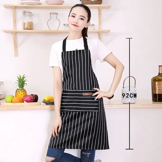 Striped Bib Apron For Men Women Multifunctional Lightweight Lace Up Kitchen Home Cooking Baking Restaurant Work Apron - imag…