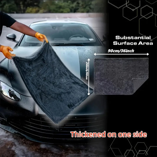 Dark gray car microfiber towel, oversized strong absorbent car wash cloth, high-efficiency cleaning wipe cloth - image 2