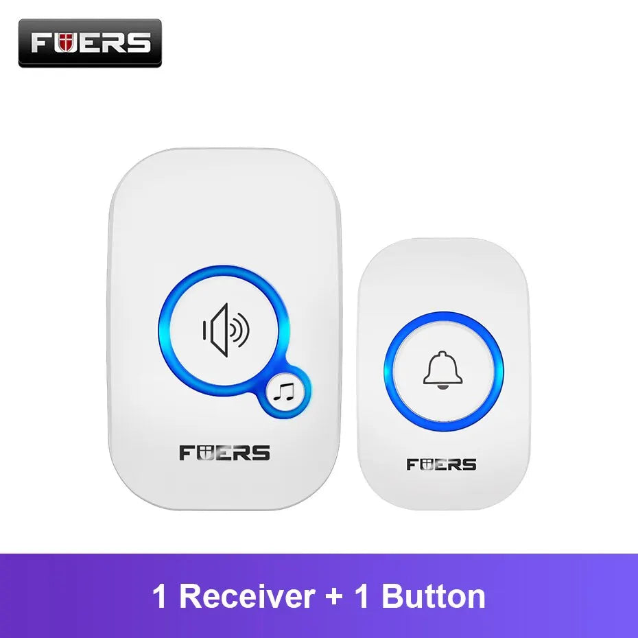 Fuers Wireless Doorbell Waterproof Welcome Chime Home Door Bell Intelligent 32 Songs Smart Alarm With Battery For Store Hote…