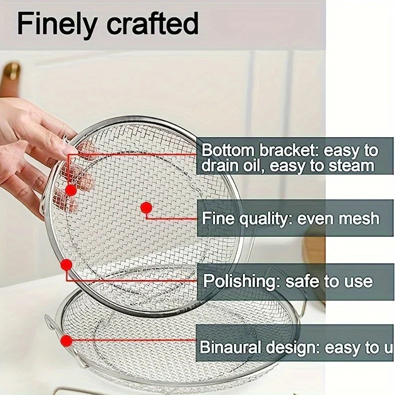 tainless Steel Filter Tray,Reusable Round Mesh Basket,Frying Grilling,Kitchen Strainer,Fruit vegetable water filter basket -…