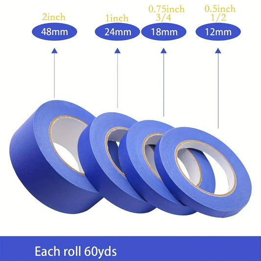 Blue Painters Tape, 1/2 inch,3/4 inch,1 inch,2 inch, Multi Size Painting Masking Tape, Clean Release Paper Tape for Home - i…