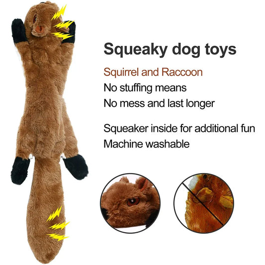 Funny Simulated Animal No Stuffing Dog Toy with Squeakers Durable Stuffingless Plush Squeaky Dog Chew Toy Crinkle Pet Squeak…