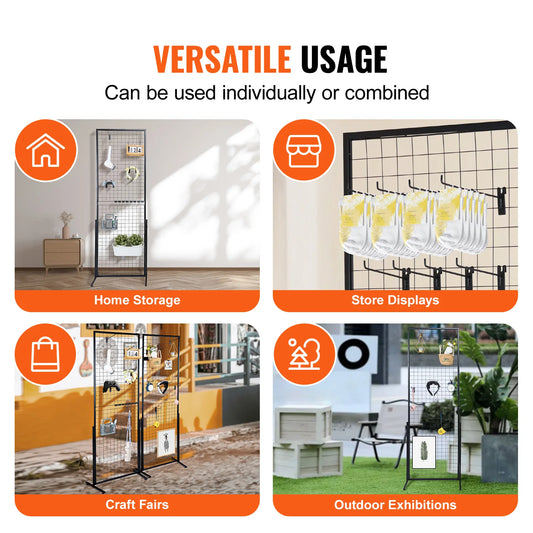 SucceBuy Grid Wall Panels Tower Wire Gridwall Display Racks Double Side Gridwall Panels for Art Craft Shows Retail Shop w/ H…