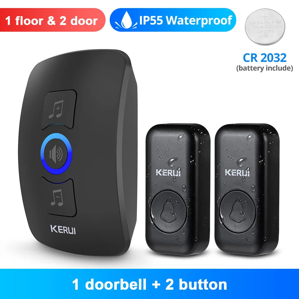 KERUI Wireless Doorbell Waterproof OutDoor Smart Home Door Bell Welcome Melodies Chimes LED Flash Security Adjustable Volume…
