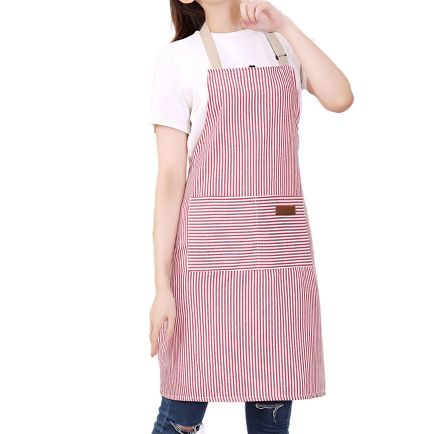 Striped Bib Apron For Men Women Multifunctional Lightweight Lace Up Kitchen Home Cooking Baking Restaurant Work Apron - imag…