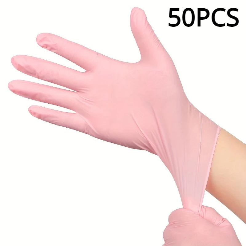 100/50/20PCS Light Pink Disposable Nitrile Gloves Waterproof Anti-static Durable Light Pink Gloves For Kitchen Cooking Tools…