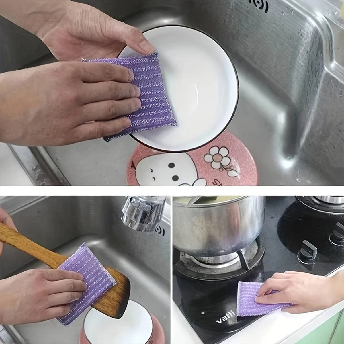 8pcs-Double-sided Kitchen Dishwashing Sponge Household Cleaning Sponge Wipe Scouring Pad Cleaning Supplies Cleaning Tool - i…