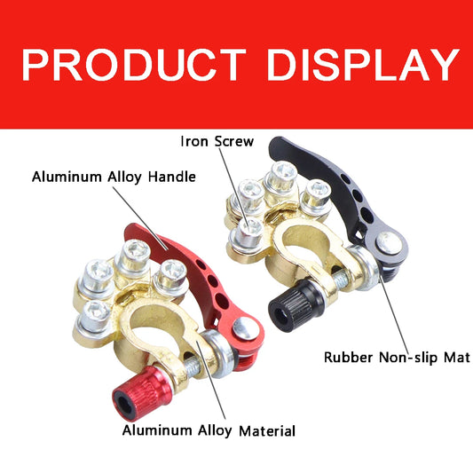 2Pcs Car Battery Terminal Connectors Quick Release Disconnect 12V 24V Positive Negative Battery Cable Ends for SAE/JIS Type…