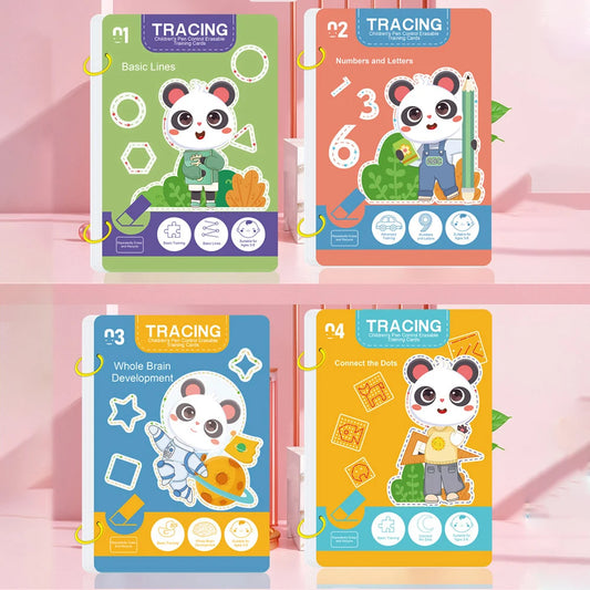 34-Page Reusable Children's Practice Book Set with Erasable Pen - Early Learning of Writing and Drawing Skills, Educational…