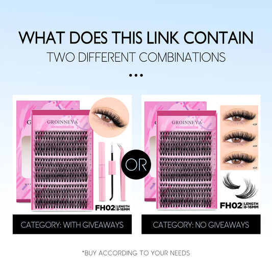 GROINNEYA DIY Lash Extension Kit Individual Lashes Cluster Mix Eyelashes Full Set Lashes Kit with Lash Bond and Seal At Home…