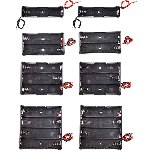 3pcs 18650 Battery Holder Box 1 Slot 3.7V Battery Storage Case 1/2/3/4 Cell Plastic Container with Connect Black Red Wires -…