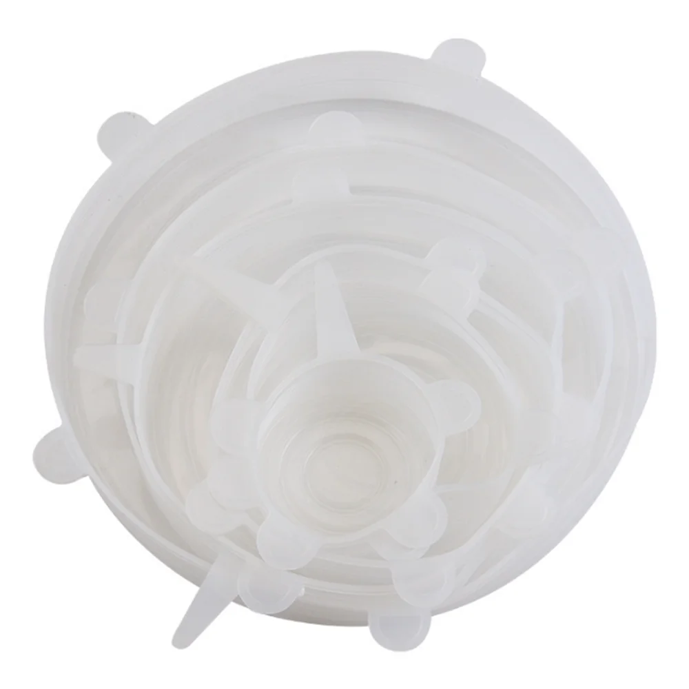 6Pcs Food Grade Silicone Preservation Cover Reusable Airtight Food Universal Dish Stretch Round Lids For Kitchen Accessories…