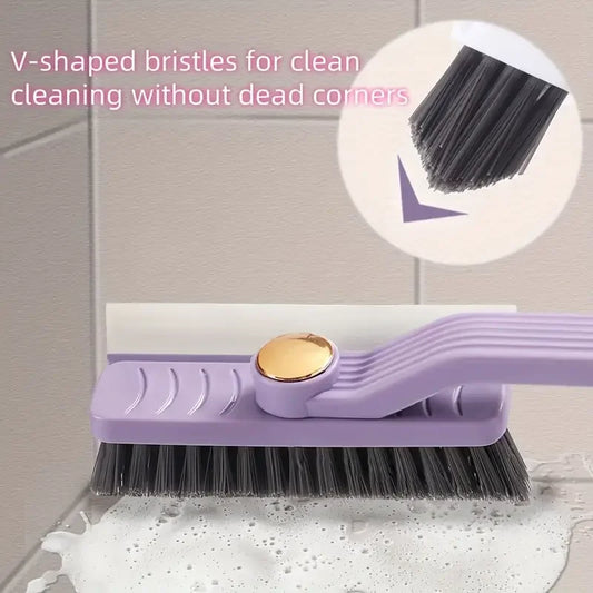 4 in 1 360° Rotating Hard Bristle Scrubber Multi-Purpose Tile Cleaning Brush with Clip Scraper for Bathroom Kitchen Floors -…