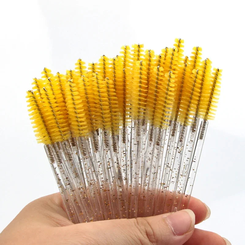 5/25/50 PCS Makeup Brushes Pink Crystal Eyelashes Brush Reusable Fake Lashes Extension Supplies False Eyelash Make up Tool H…