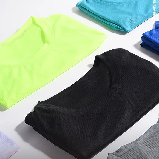 Summer Mens Quick Dry Running Bodybuilding Shirts Sport Gym t Shirt Men Short Sleeve Fitness Tops Oversized t-Shirt Jersey -…