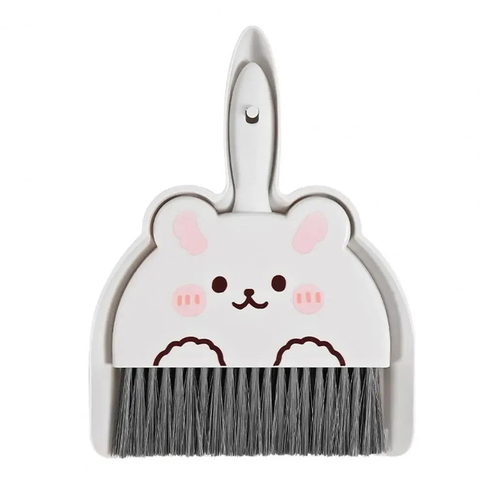 2Pcs/Set Small Broom Dustpan Set Cartoon Rabbit Bear Frog Pattern Keyboards Cleaning Mini Broom Dustpan Set - image 8
