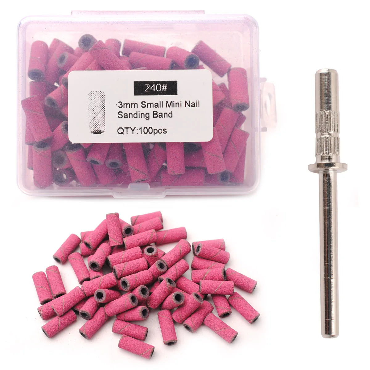 100pcs 3.1mm Mini Sanding Bands Kits Nail Drill Bits Mandrel Sets Electric Manicure Accessories Tool Dead Skin Remover - ima…