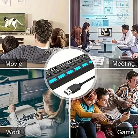 High Speed 4/7 Ports USB HUB 2.0 Adapter Expander Multi USB Splitter Multiple Extender with LED Lamp Switch for PC Laptop -…