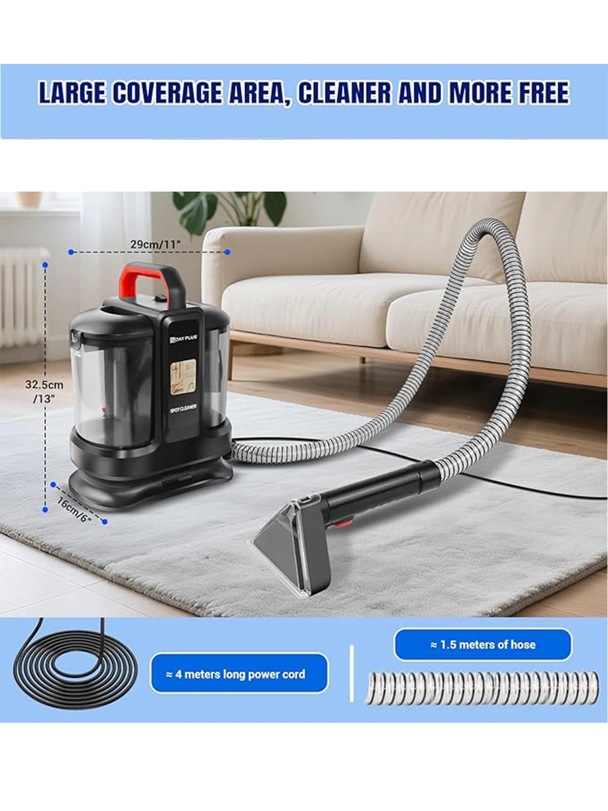 Home Design Spot Cleaner, Fabric, Stain, Car Seats, Upholstery, Pet Messes, Sofa and Carpet Cleaning Machine,suction power o…