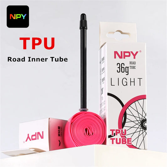 NPY 1Pcs Ultralight 28g Bike TPU Inner Tube 700X18 25 28 32 Road Bicycle TPU Material Tire 45mm/65mm/85mm Length French Valv…
