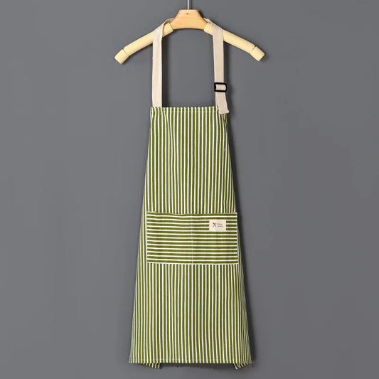 Cotto Linen Striped Apron With Thin Cotton Fabric Waistband For Stain Oil Resistance Coffee Overalls Apron Kitchen Accessori…