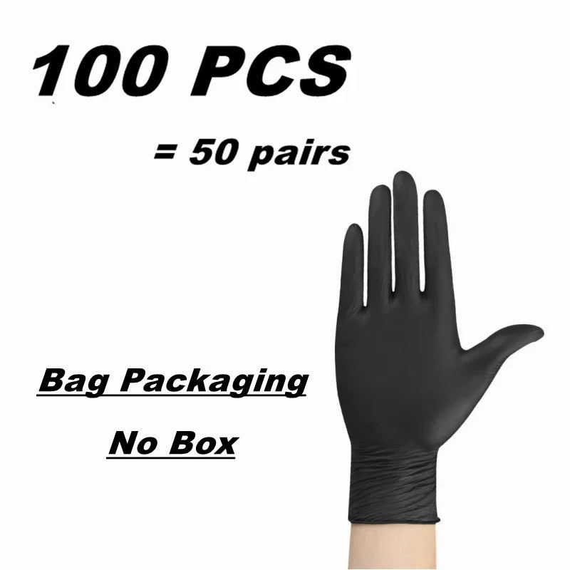 10/20/50/100PCS Black Nitrile Disposable Gloves for Work Latex Free Home Cleaning Glove Textured Mechanic Tattoo Hair Dye Be…