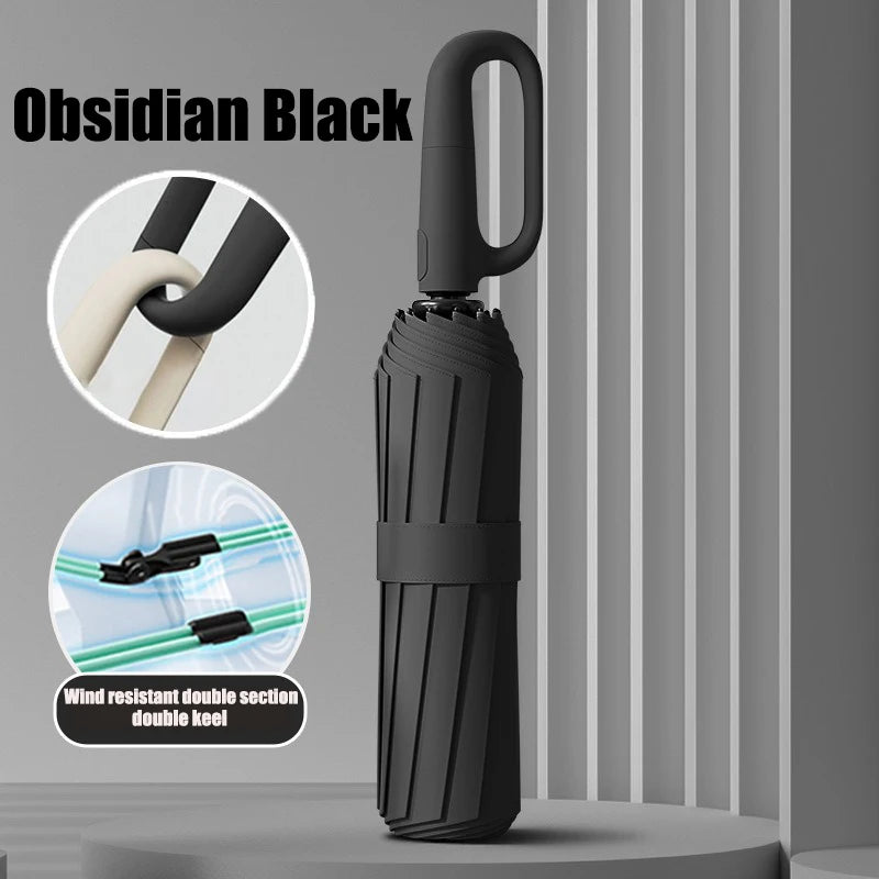 Oversized Reinforced Windproof Rainproof Dual-use UV Resistant Fully Automatic Rotating Ring Buckle Umbrella Fold Double Kee…