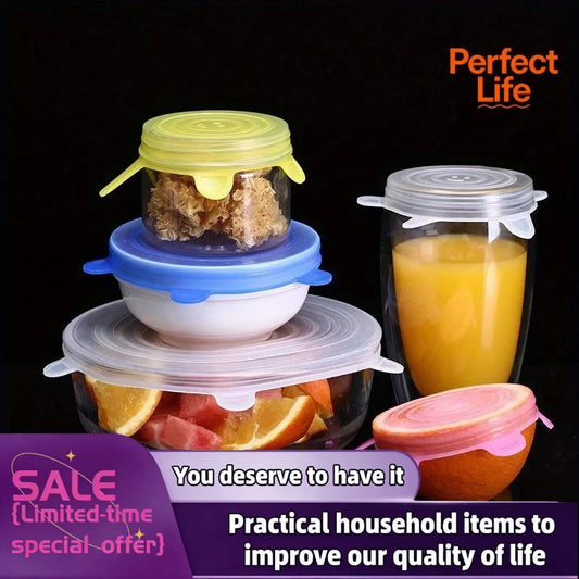 Kitchen Microwave Food Covers Bowl Caps Elastic Silicone Lid Cap Universal Adaptable Lids Silicone Cover Stretch Lids - imag…
