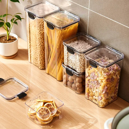 Sealed Jars Kitchen Grain Storage Organizer Large Tank Plastic Moisture-proof Storage Box Household Seasoning Jars Set - ima…