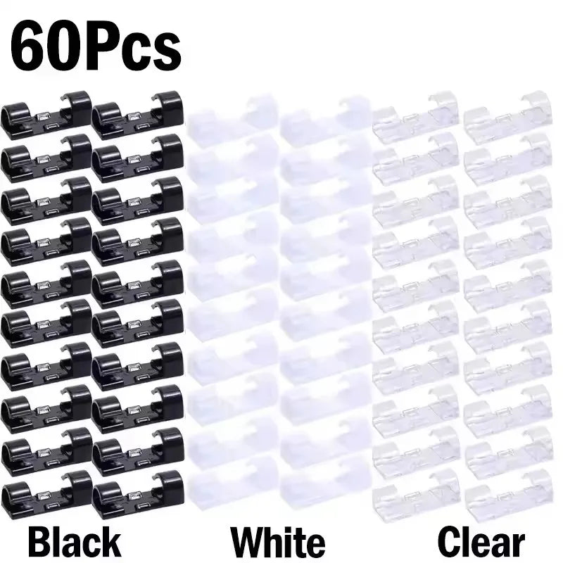 Cable Clips Organizer Drop Wire Holder Cord Management Self-Adhesive Cable Manager Fixed Clamp Wire Winder For Home Office C…