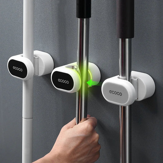 Wall Mounted Mop Rack Holder Mop Hook Rack Kitchen Bathroom Mop Broom Storage Rack Home Organizer Suction Hanging Storage Sh…