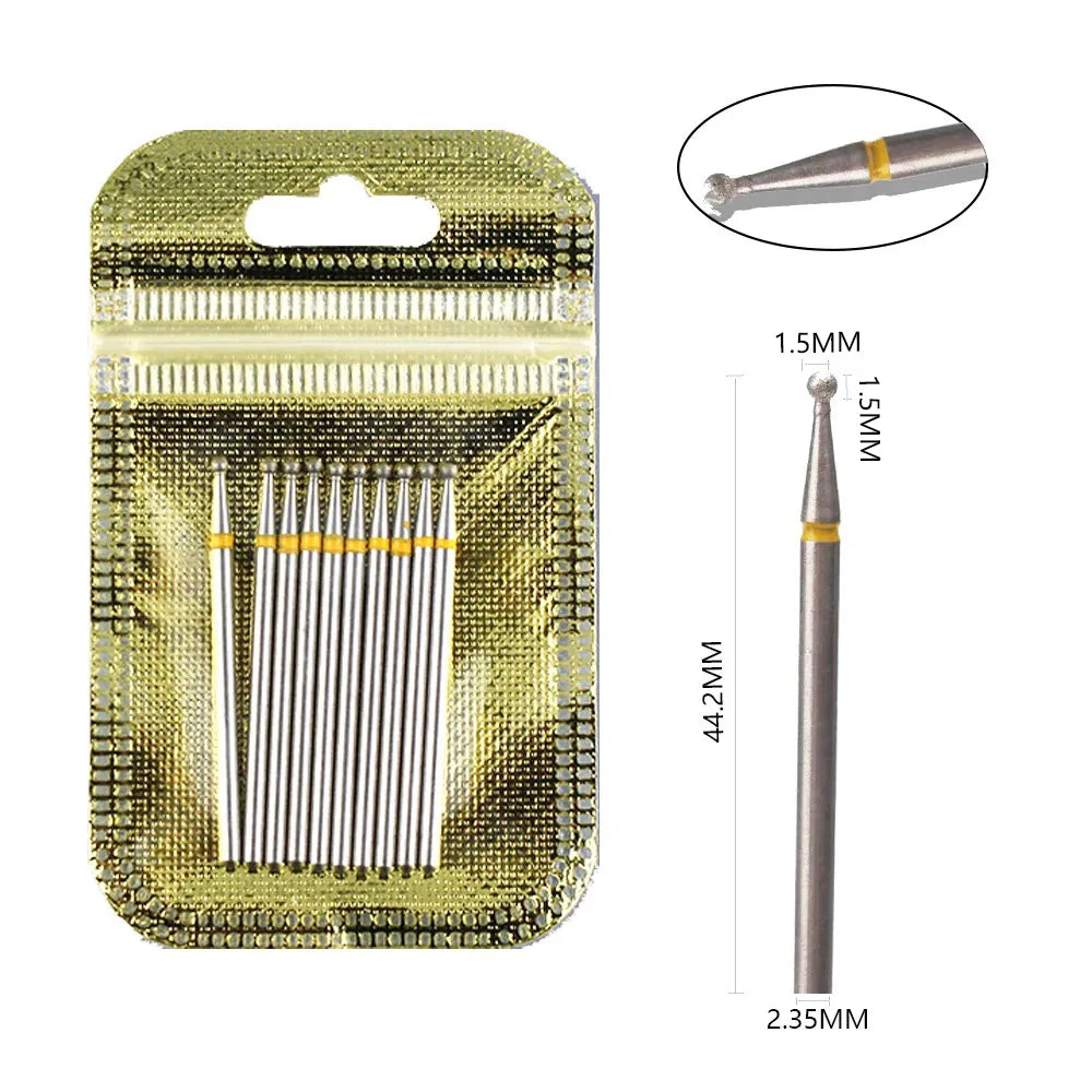 10pcs Diamond Milling Cutter Nail Drill Bits Set For Manicure Accessory Pedicure Eletric Machine Nail Bit Brush Burr Tools -…
